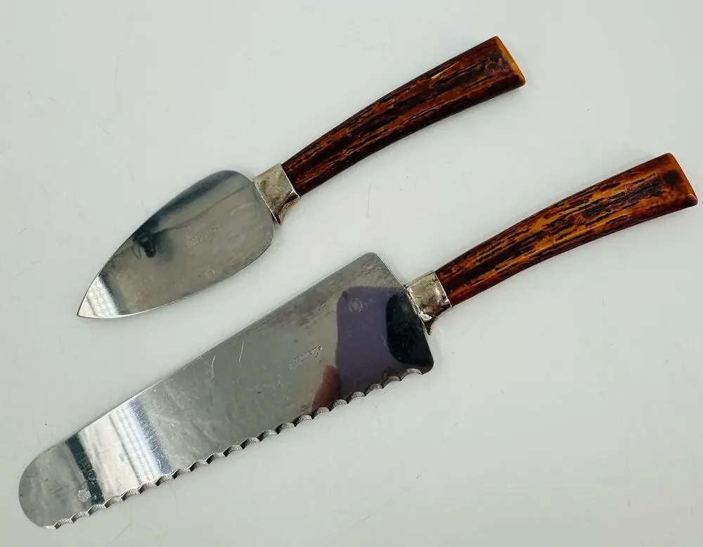 Amway Vintage Cheese Spreader Serrated Knife Cake Pie Slicer Set Stainless Steel